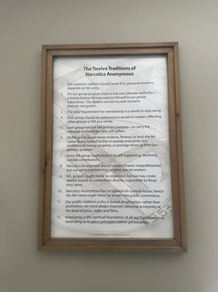 Meeting space at Restoration Recovery Chattanooga &mdash; welcoming and low-distraction, set up for a circle of attendees